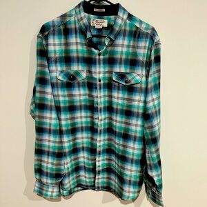 Men’s Penguin Plaid Button Down Collared Shirt XL